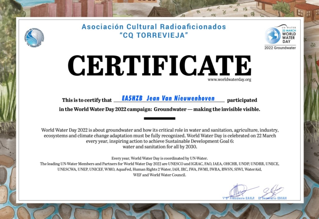Certificat World Water Day