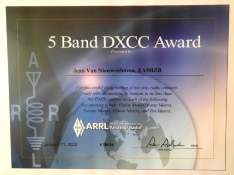 5 Band DXCC Award