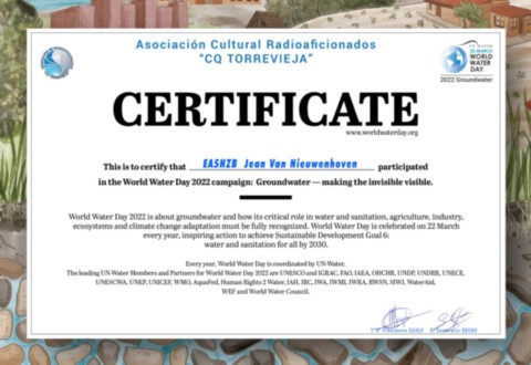 Certificat World Water Day