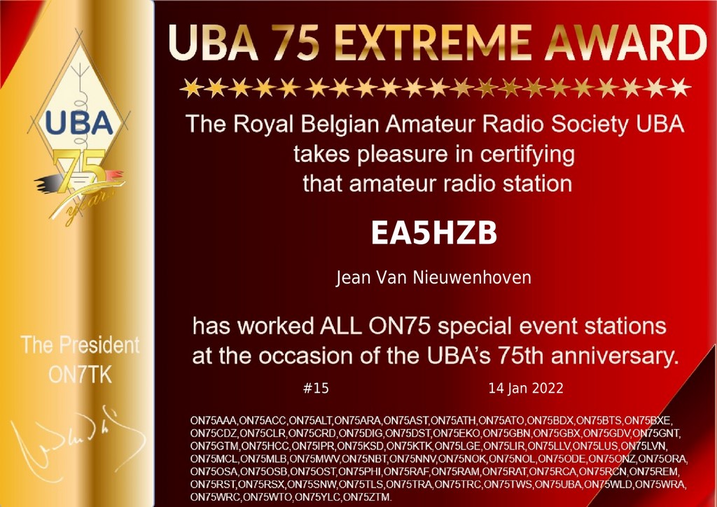 UBA 75 Extreme Award